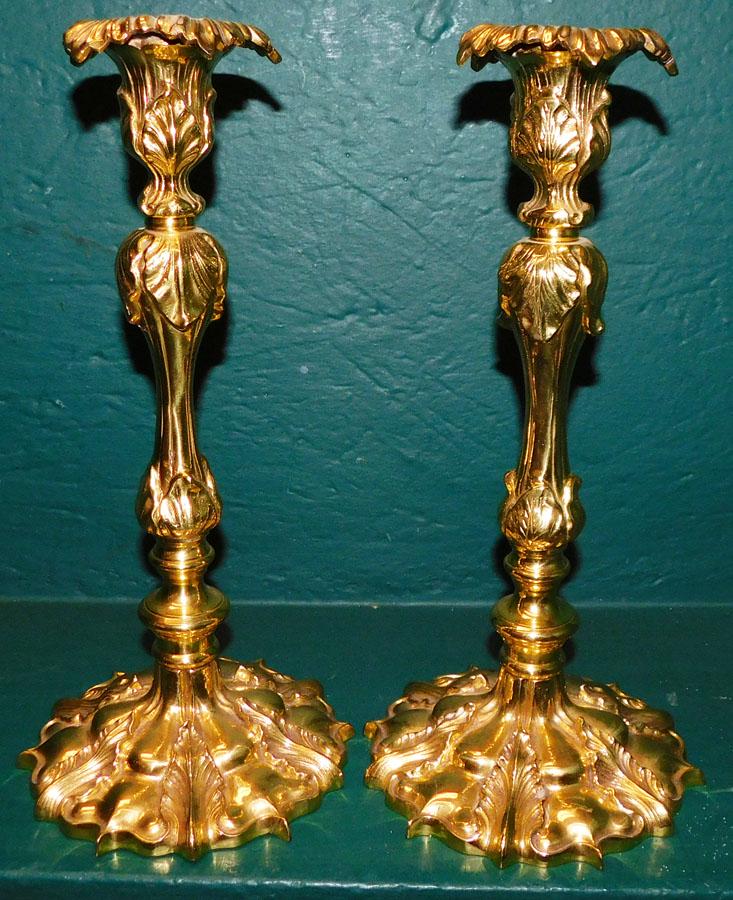 Pair Cast Brass Candlesticks (1 of 3)