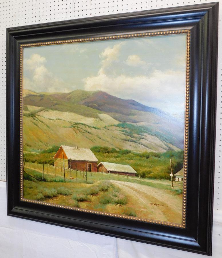 Oil on Canvas Farm Scene - R. Spencer (1 of 4)
