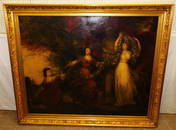 19th C Oil on Canvas French Ladies