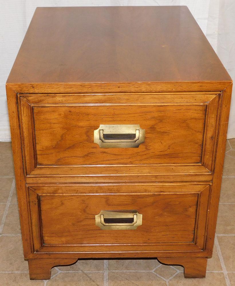 Walnut Mid-Century Modern Campaign 2 Drawer Night Stand By Heckman (1 of 4)