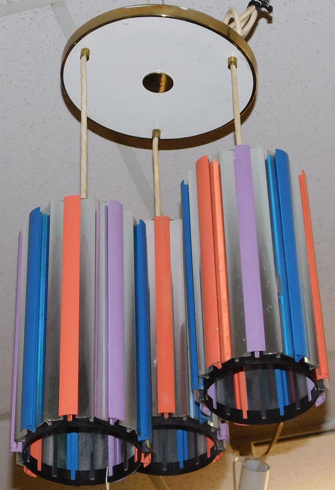 Painted Aluminum Mid-Century Modern 3 Light Cylindrical  Light Fixture (1 of 2)