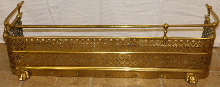 Antique Brass Open Work Fire Fender (1 of 3)