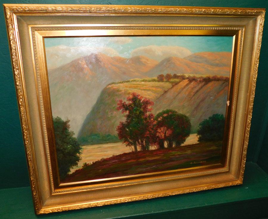 Oil on Canvas Lake & Mountain Scene - Signed (1 of 4)
