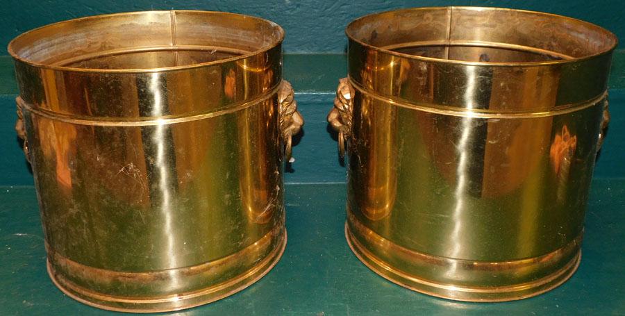 Pair Brass JardiniÃ¨res W/ Lion Head Handles (1 of 3)