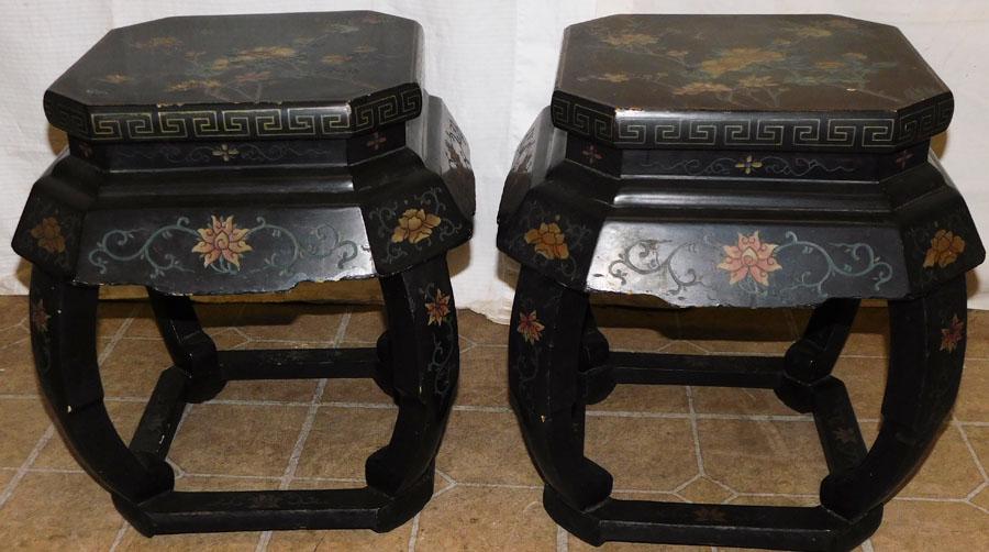 Pair Oriental Black Lacquered Stands (1 of 4)