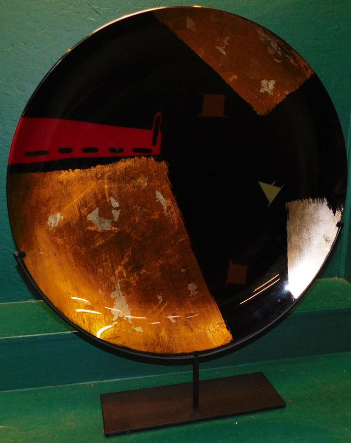 Reverse Paint Decorated Glass Modern Charger On Stand (1 of 4)