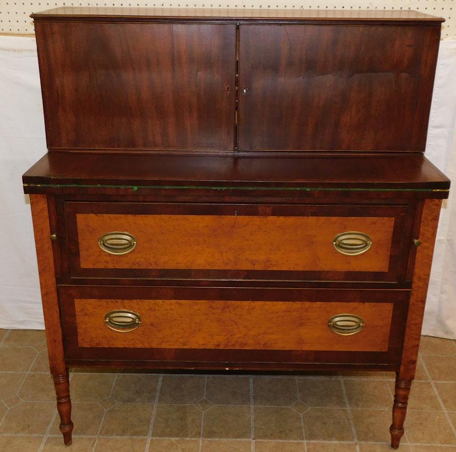 19th C Mahogany & Birds Eye Maple Secretary (1 of 7)