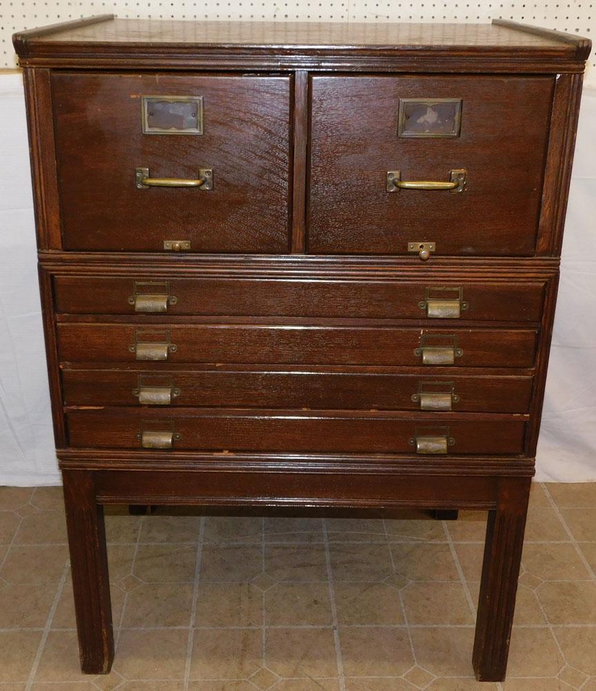 Antique Oak 3 Pc Filing Cabinet (1 of 6)