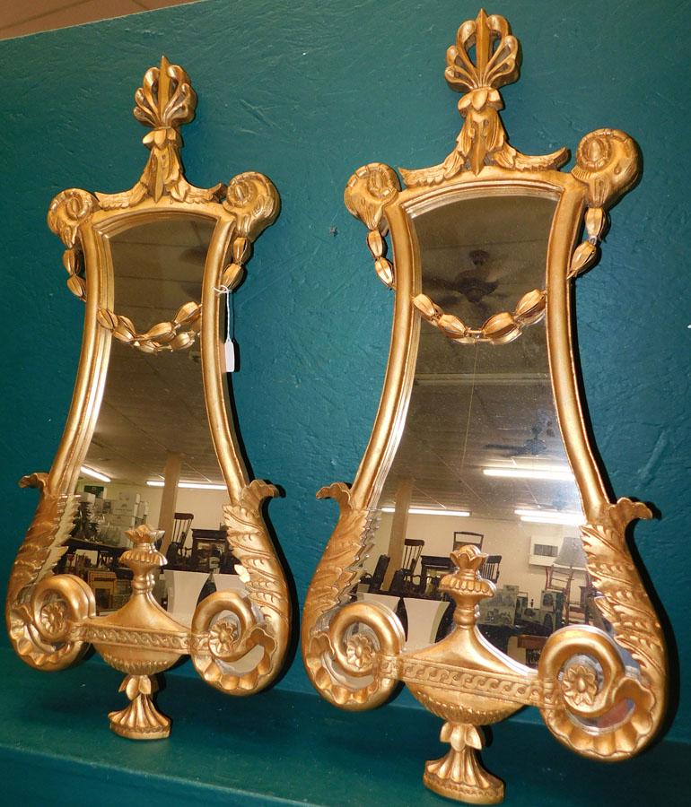 Pair Modern Gilded Carved Wood & Metal Framed Mirrors W/ Rams Heads (1 of 4)