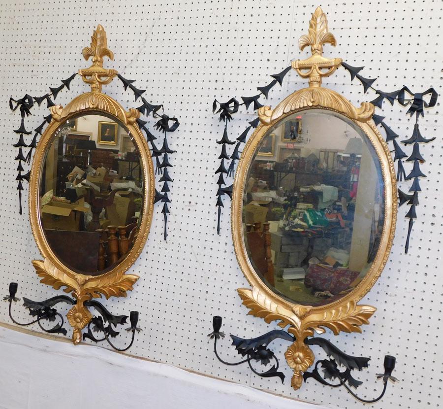 Pair Modern Gilded Carved Wood & Metal Framed Mirrors (1 of 5)