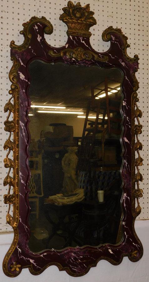 Paint Decorated Wood Carved Mirror (1 of 6)