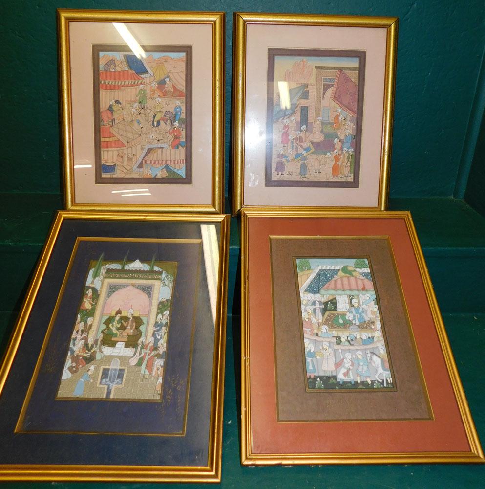 Lot 4 Oriental Watercolors On Silk (1 of 6)