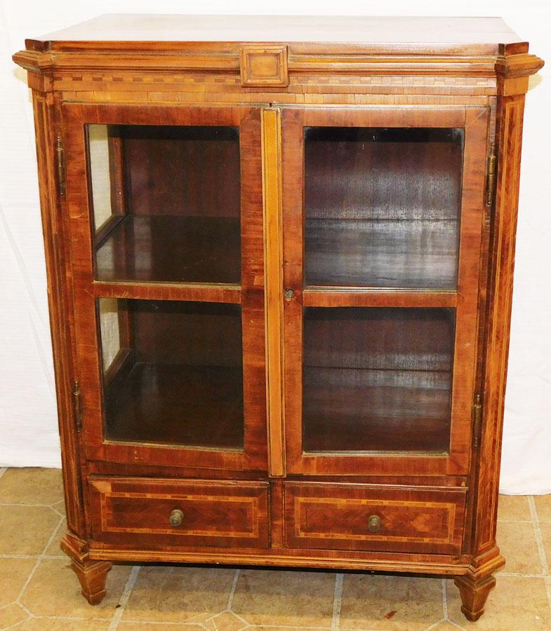 19th C French Diminutive Walnut Cabinet W/ Glass Doors: 19th C French Diminutive Walnut Cabinet W/ Glass Doors . 24 3/4" W 15 1/2" D 31" H