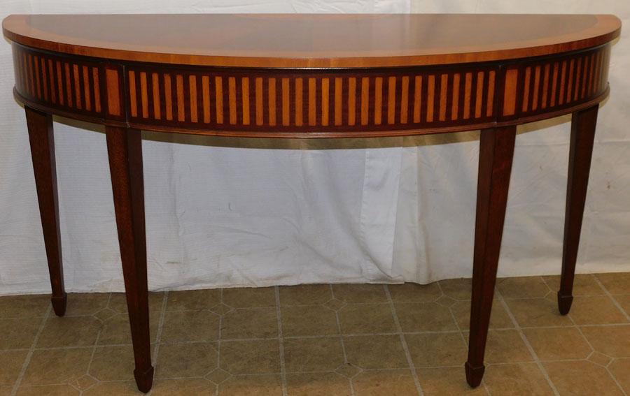 Mahogany Inlay Demilune Console By Ethan Allen (1 of 5)