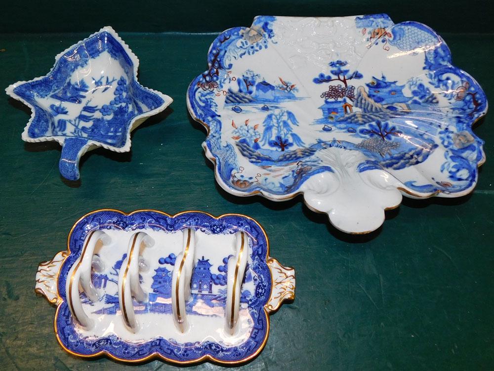 19th C English B&W Transfer Toast Rack - Pickle Dish- & Bowl (1 of 5)