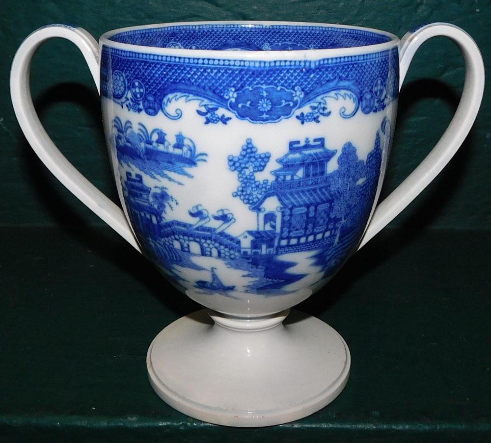19th C B&W Pearl Ware Loving Cup Signed C. Greasley (1 of 5)