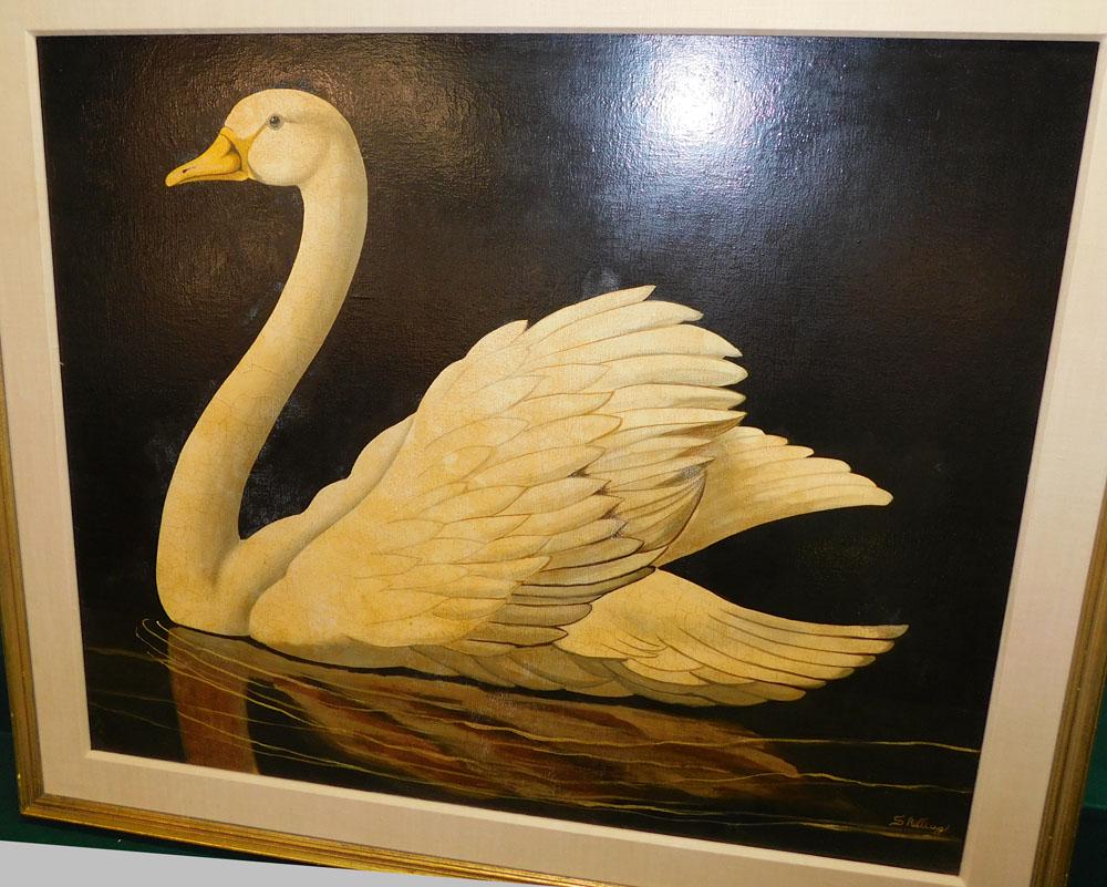 Oil on Canvas " A Swan" By William Skilling: Oil on Canvas " A Swan" By William Skilling. 42" X 35 3/4"