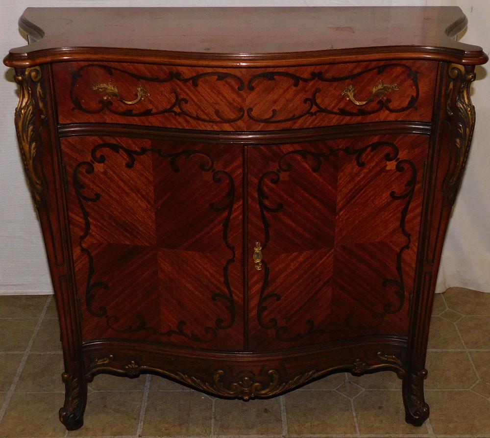 French Walnut Inlay Lift Top Bar Cabinet (1 of 6)