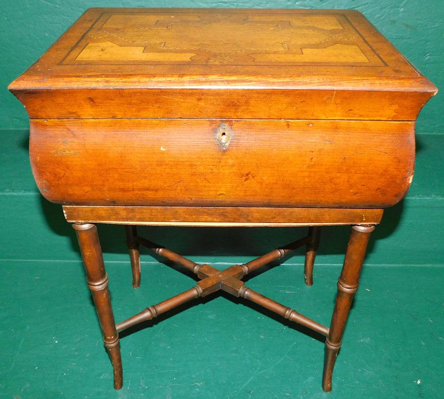 19th C Mahogany Box on Faux Bamboo Turned Stand (1 of 4)