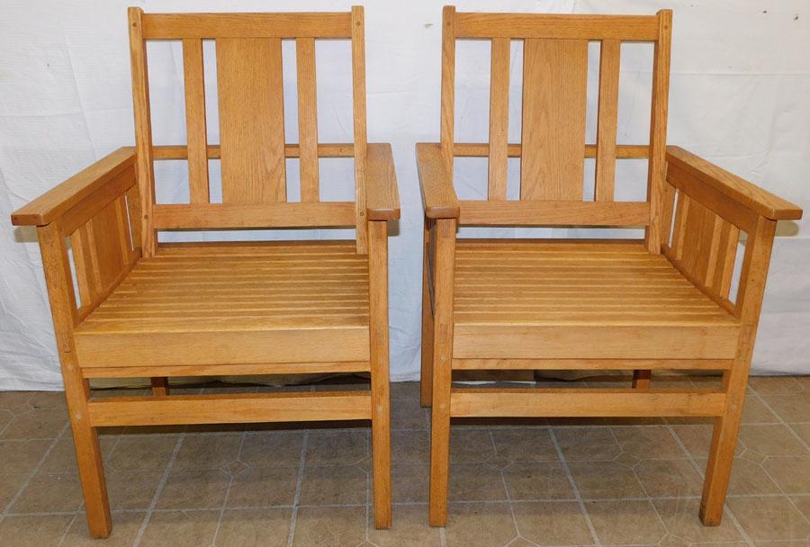 Pair of Mission Oak Arm Chairs (1 of 4)