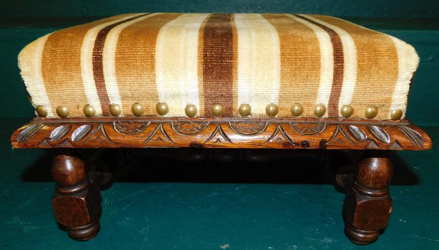 Oak Carved Foot Stool (1 of 4)