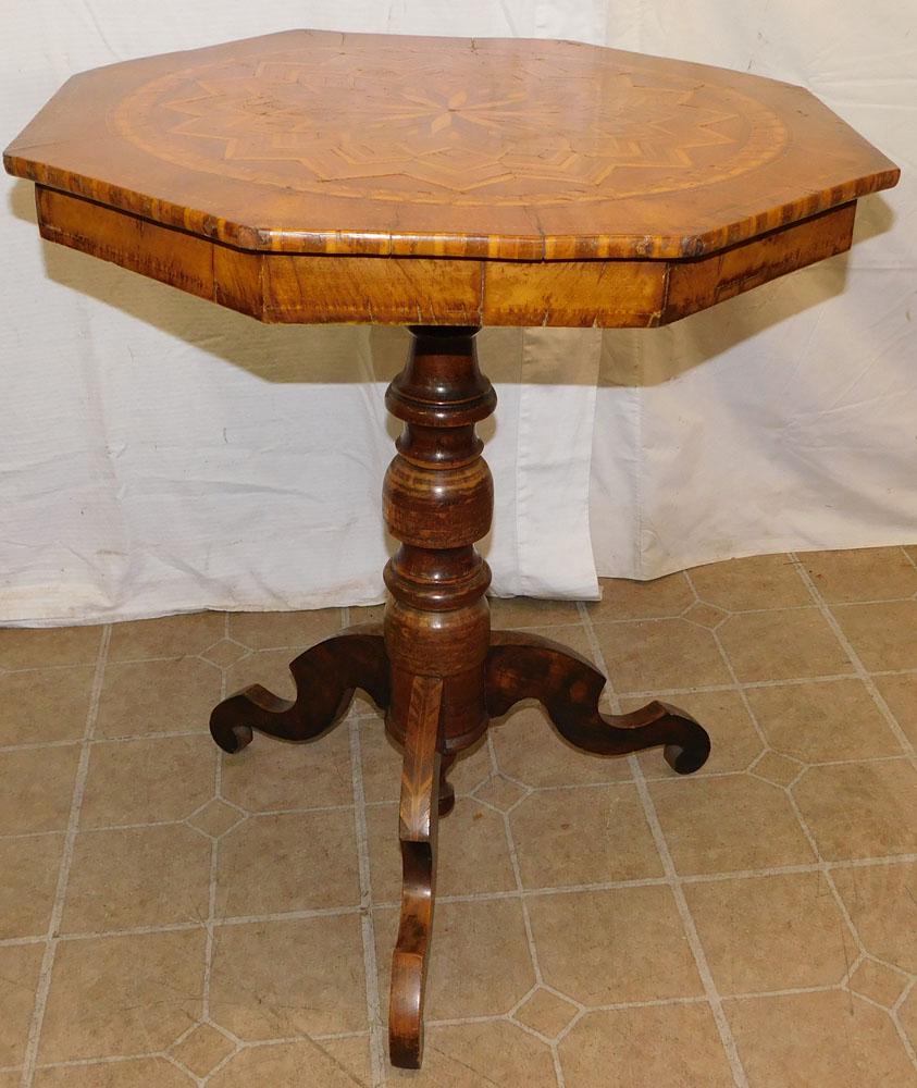 Italian Walnut Inlay Pedestal Table (1 of 3)