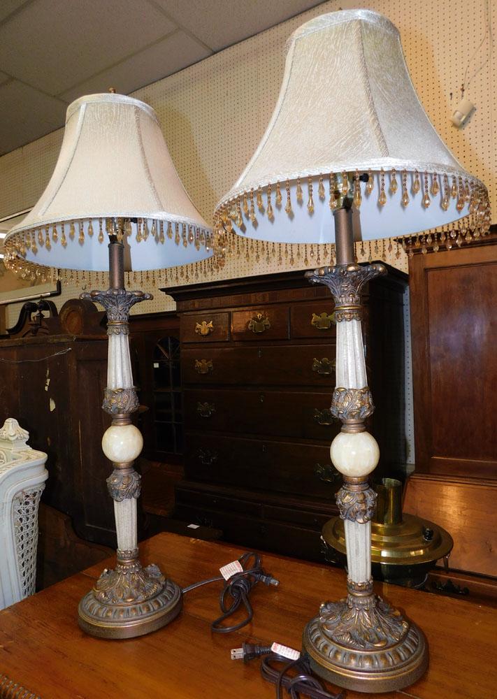 Pair Paint Decorated Lamps (1 of 2)