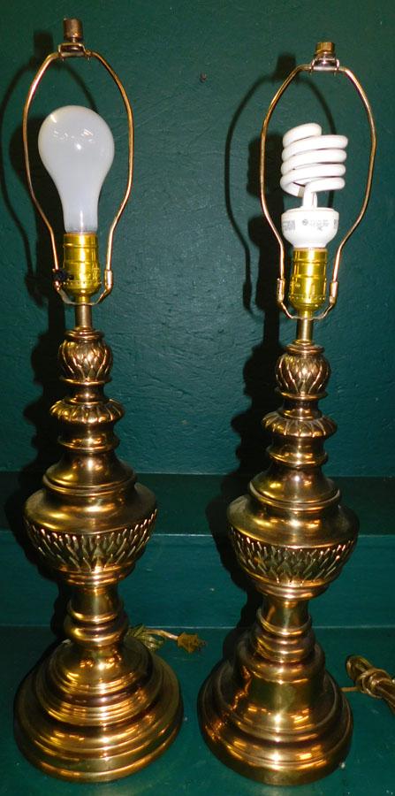 Pair Gilded Metal Lamps (1 of 3)