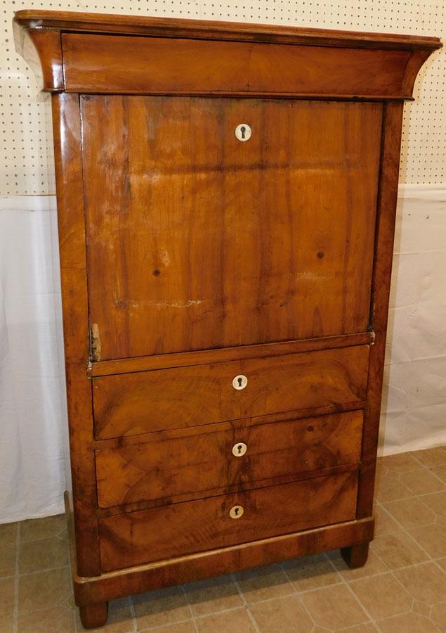 Walnut Biedermeier Abbatant ( Needs Repair Around Hinges): Walnut Biedermeier Abbatant ( Needs Repair Around Hinges). 39" W 18 1/2" D 58 3/4" H