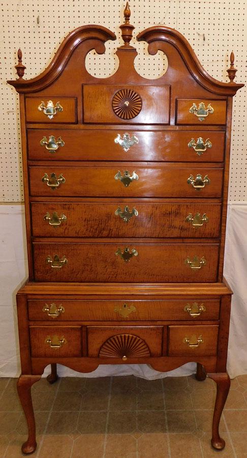 Tiger Maple Queen Ann High Boy (1 of 10)