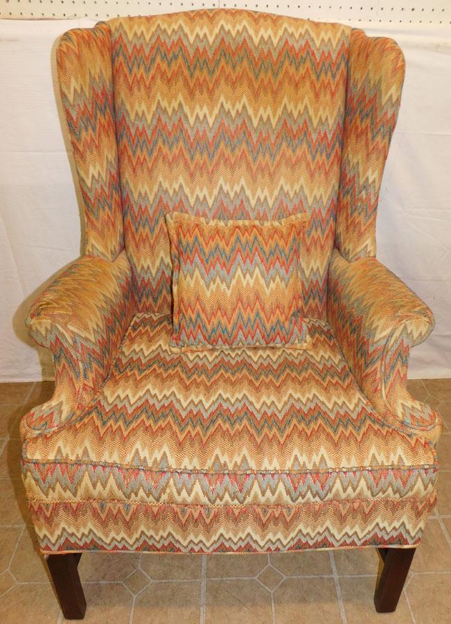 Flame Stitch Upholstered Wing Back Chair By Hickory Chair (1 of 7)