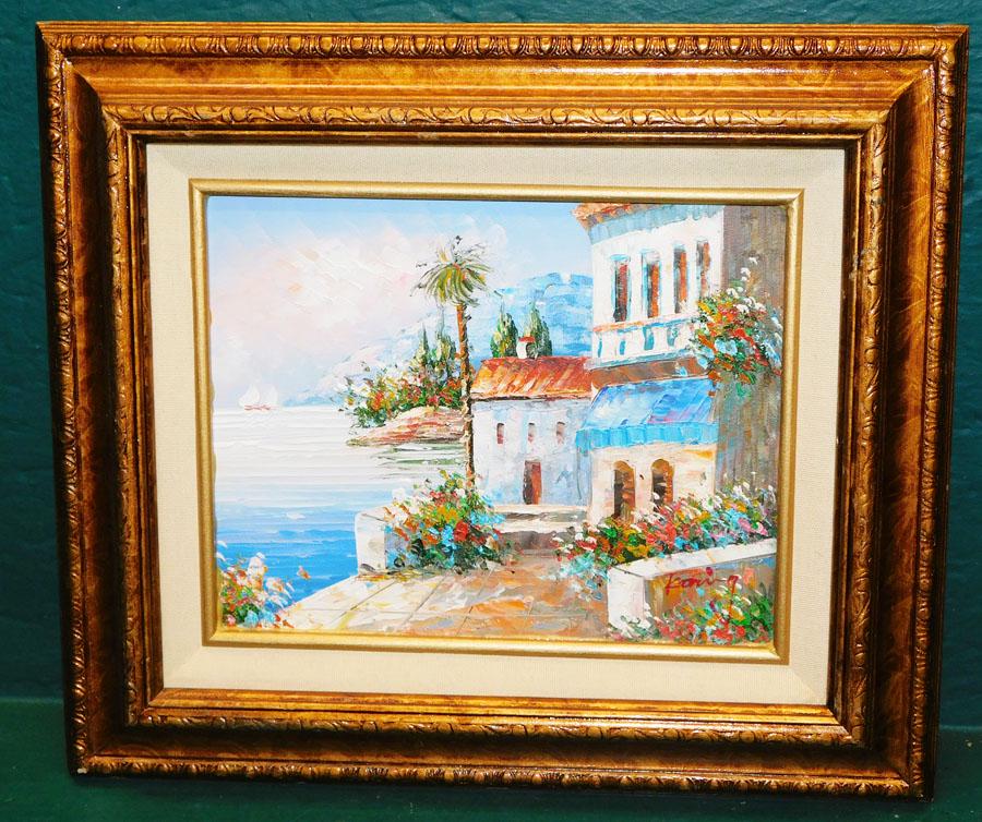 OOC Italian Villa & Ocean Scene, Signed. (1 of 4)