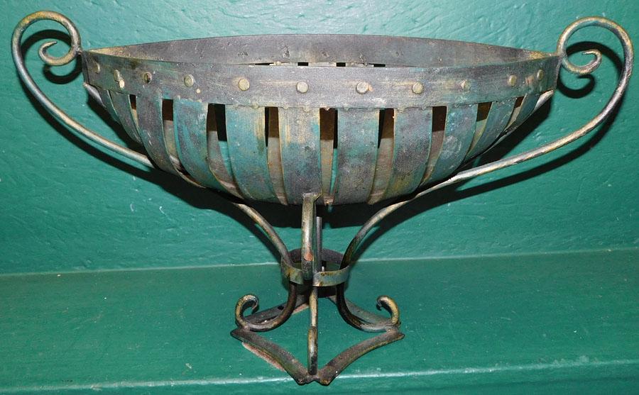 Painted Wrought Iron Basket (1 of 2)