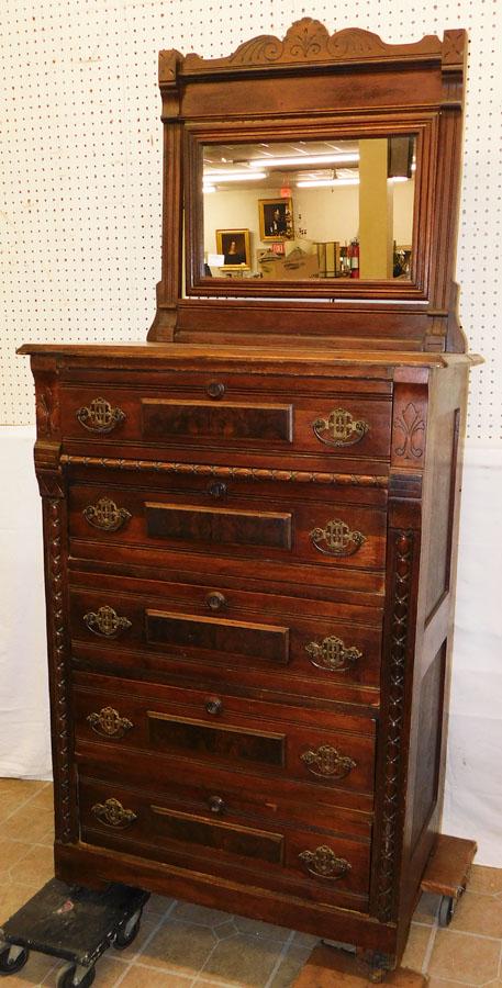 Victorian Walnut Chest W/ Mirror (1 of 4)
