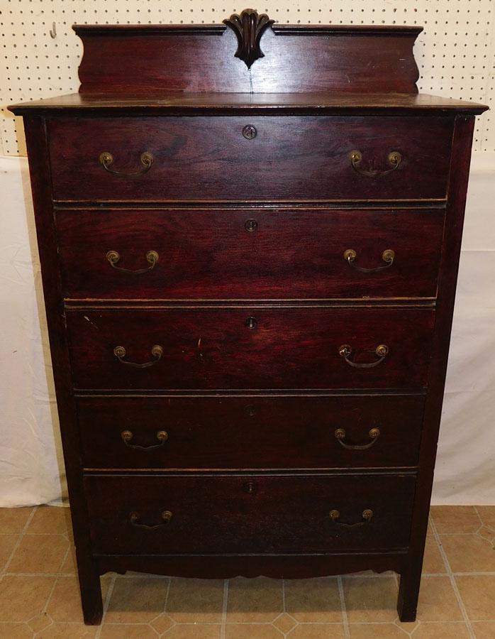 Antique Oak 5 Drawer Chest (1 of 5)