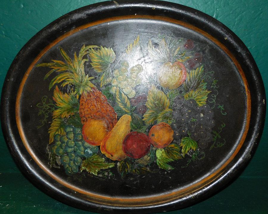 Tole Painted Tray: Tole Painted Tray. 20" X 16 1/4"