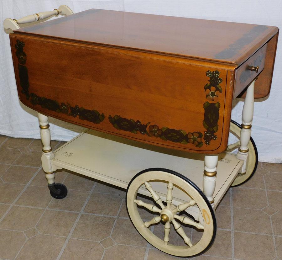Paint Decorated Tea Cart By Ethan Allen (1 of 4)