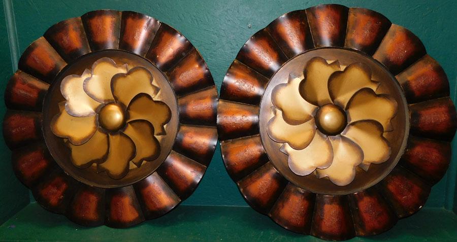 Pair Painted Metal Wall Hangings (1 of 3)