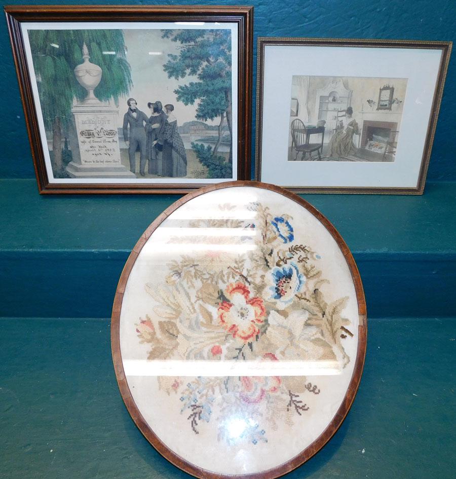 Interior Framed Print & Antique Framed Needlework (1 of 6)