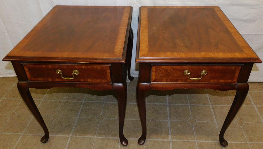 Pair Mahogany Banded Top Inlay Tables By Bernhardt (1 of 3)