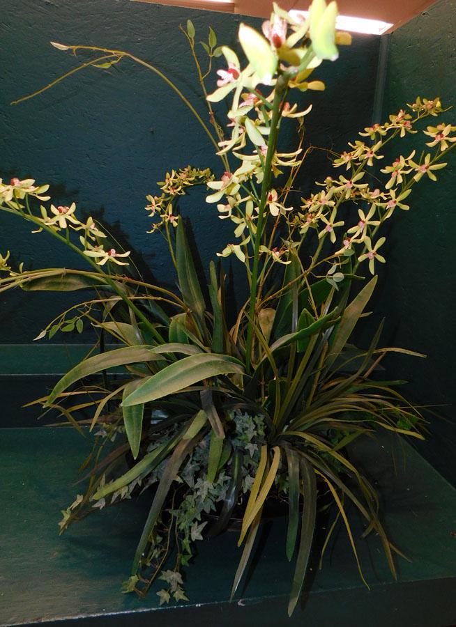 Metal Bowl On Teakwood Stand W/ Artificial Plant (1 of 3)