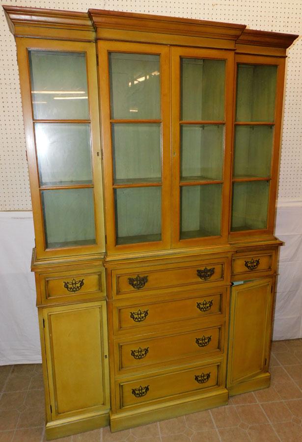 Painted 2 Part Breakfront W/ Desk Compartment (1 of 3)