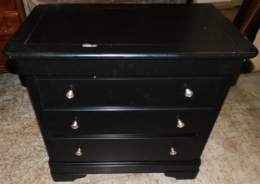 Black Lacquered 3 Drawer Chest By Stanley (1 of 7)
