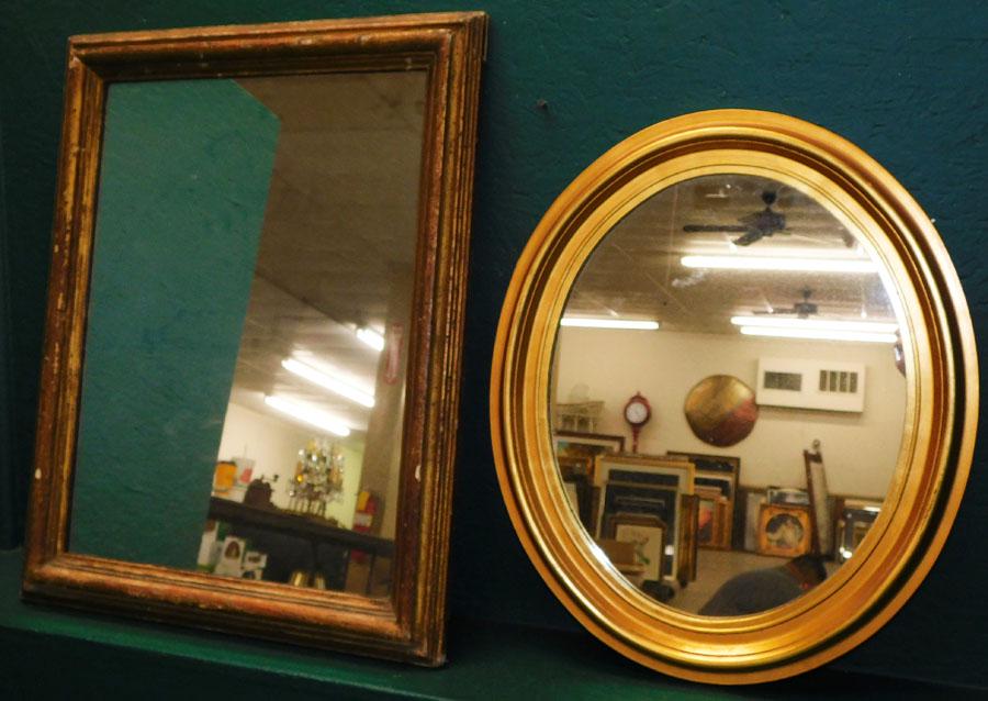 Oval Gilt Frame Mirror & Antique Square Framed Mirror (1 of 4)