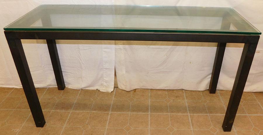 Metal Glass Top Console: Metal Glass Top Console. 54 1/4" W 18" D 30" H