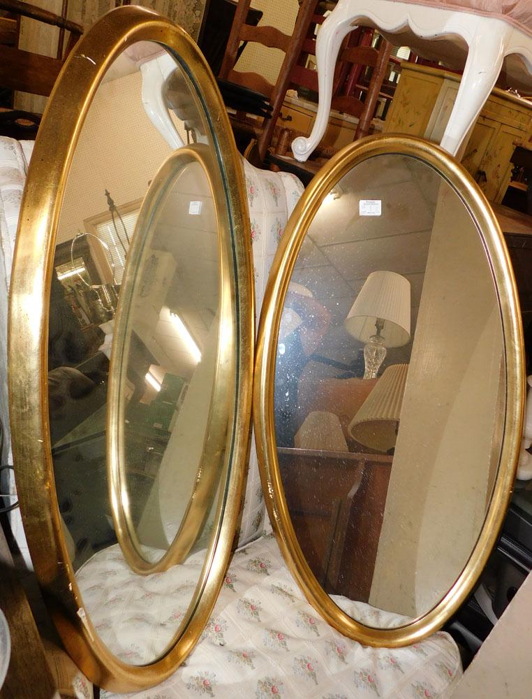 Pair Oval Gilt Framed Mirrors (1 of 2)