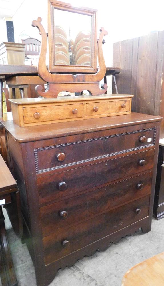 Antique Mahogany Chest W/ Mirror (1 of 9)