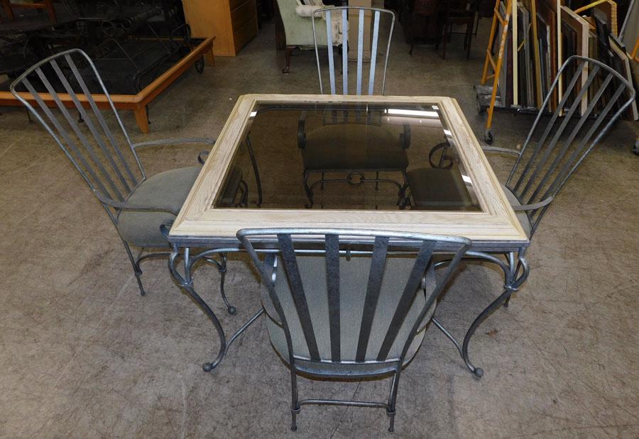 Glass Top Wrought Iron Dining Table & 4 Chairs (1 of 5)