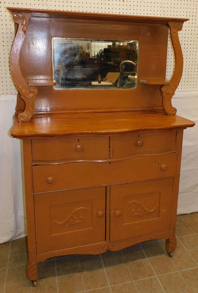 Antique Painted Oak Side Board (1 of 3)