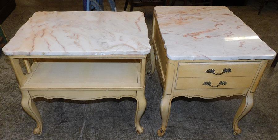Two Painted Marble Top End Tables ( 1 Marble As Is) (1 of 3)